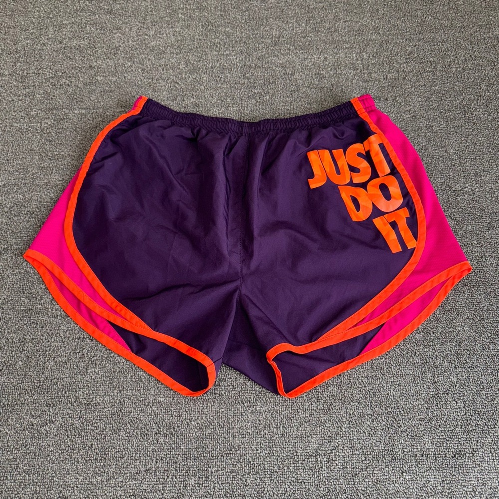 NIKE Dri-FIT Tempo Running Shorts Purple Pink Orange Just Do It Women's Medium